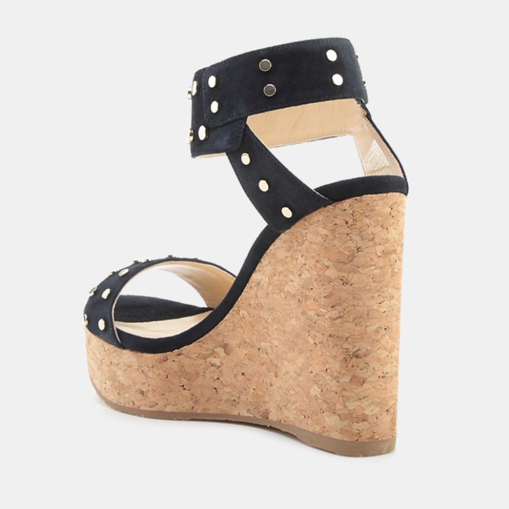 Jimmy Choo | Nelly Studded Wedge In Navy Size 6.5 - Picture 4 of 8